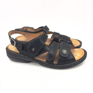 Finn Comfort Gomera Black Leather Sandals Size 43 US 11.5 Comfort Adjustable
